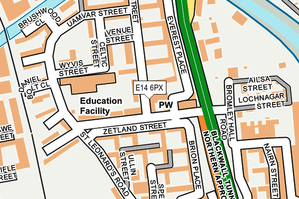 E14 6PX map - OS OpenMap – Local (Ordnance Survey)