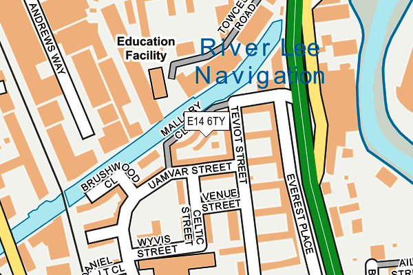 E14 6TY map - OS OpenMap – Local (Ordnance Survey)