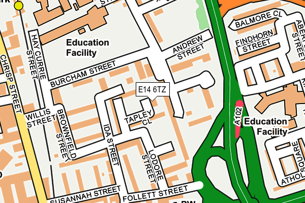 E14 6TZ map - OS OpenMap – Local (Ordnance Survey)