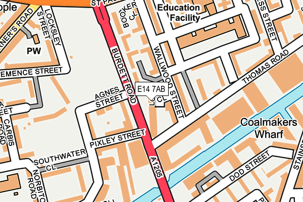 E14 7AB map - OS OpenMap – Local (Ordnance Survey)