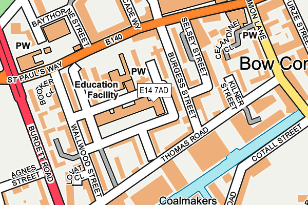 E14 7AD map - OS OpenMap – Local (Ordnance Survey)