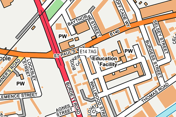 E14 7AG map - OS OpenMap – Local (Ordnance Survey)