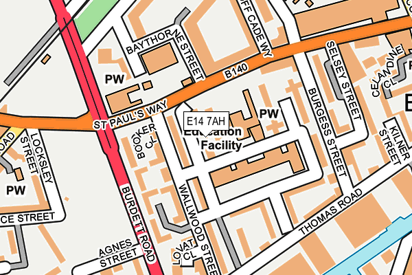 E14 7AH map - OS OpenMap – Local (Ordnance Survey)