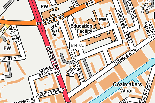 E14 7AJ map - OS OpenMap – Local (Ordnance Survey)