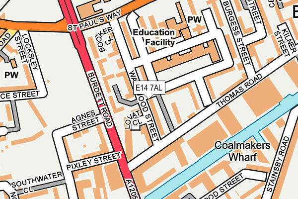 E14 7AL map - OS OpenMap – Local (Ordnance Survey)