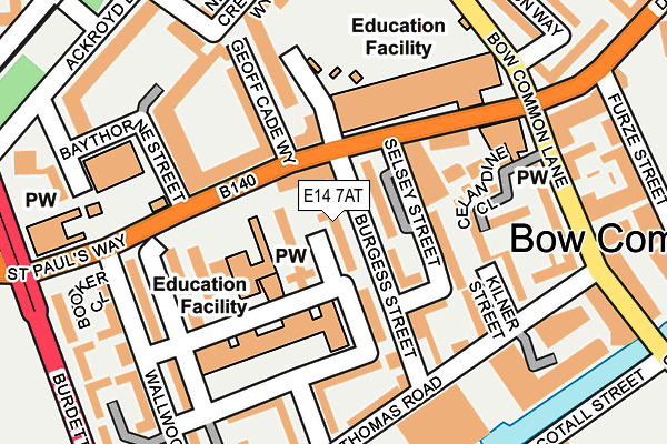 E14 7AT map - OS OpenMap – Local (Ordnance Survey)