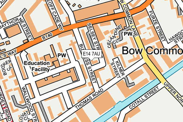 E14 7AU map - OS OpenMap – Local (Ordnance Survey)