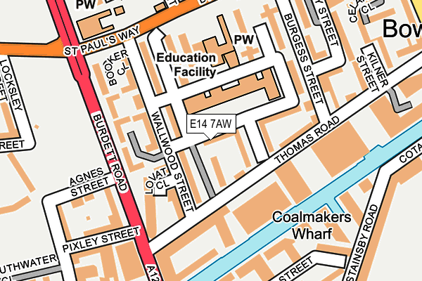 E14 7AW map - OS OpenMap – Local (Ordnance Survey)