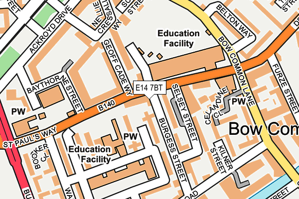 E14 7BT map - OS OpenMap – Local (Ordnance Survey)