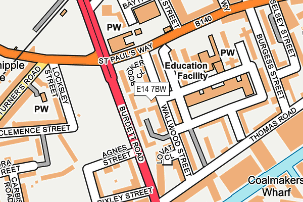 E14 7BW map - OS OpenMap – Local (Ordnance Survey)