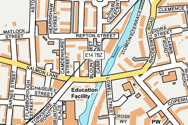 E14 7BZ map - OS OpenMap – Local (Ordnance Survey)