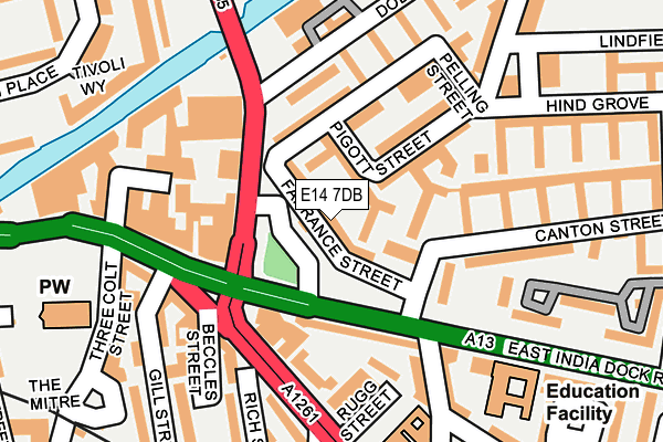 E14 7DB map - OS OpenMap – Local (Ordnance Survey)