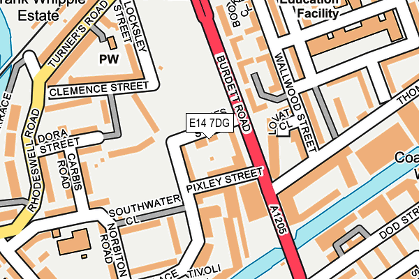 E14 7DG map - OS OpenMap – Local (Ordnance Survey)