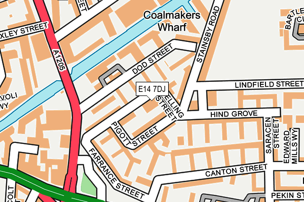 E14 7DJ map - OS OpenMap – Local (Ordnance Survey)