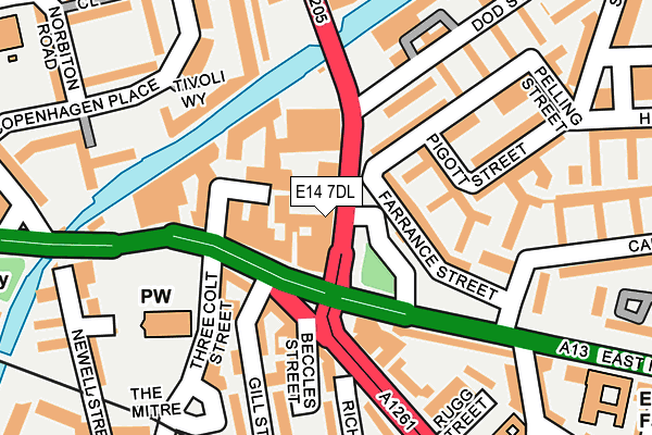 E14 7DL map - OS OpenMap – Local (Ordnance Survey)