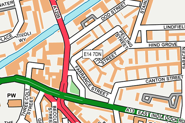 E14 7DN map - OS OpenMap – Local (Ordnance Survey)