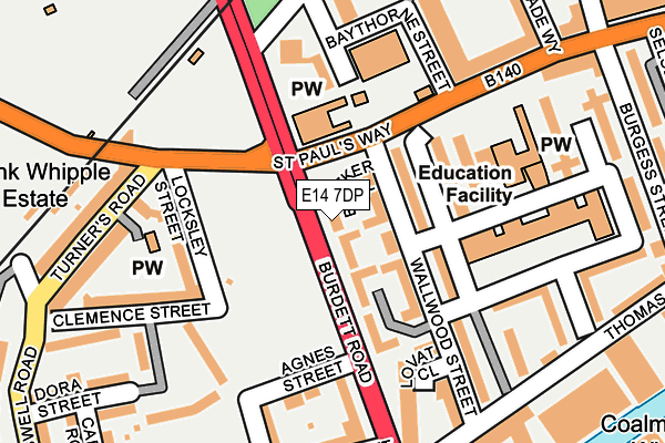 E14 7DP map - OS OpenMap – Local (Ordnance Survey)