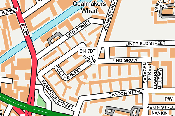 E14 7DT map - OS OpenMap – Local (Ordnance Survey)