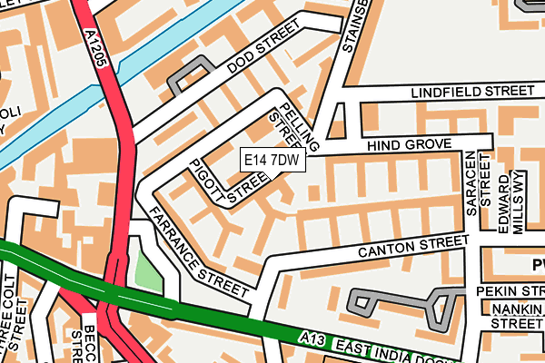 E14 7DW map - OS OpenMap – Local (Ordnance Survey)