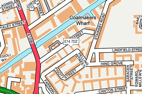E14 7DZ map - OS OpenMap – Local (Ordnance Survey)