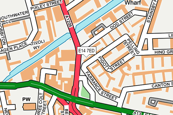 E14 7ED map - OS OpenMap – Local (Ordnance Survey)