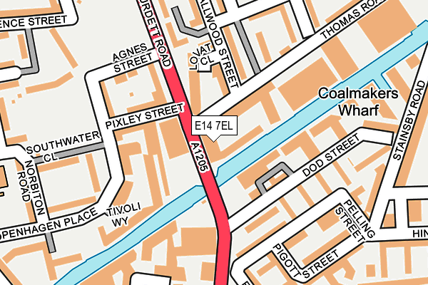 E14 7EL map - OS OpenMap – Local (Ordnance Survey)
