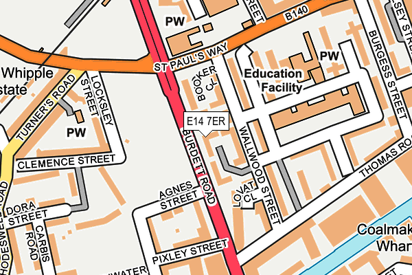 E14 7ER map - OS OpenMap – Local (Ordnance Survey)