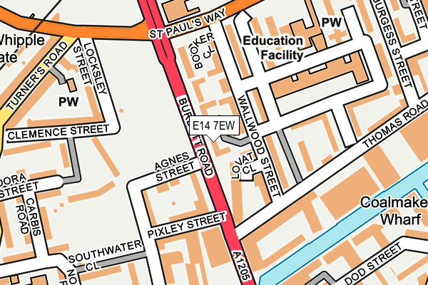 E14 7EW map - OS OpenMap – Local (Ordnance Survey)