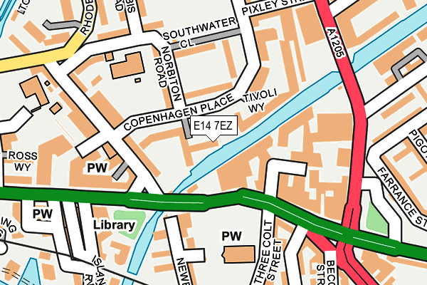 E14 7EZ map - OS OpenMap – Local (Ordnance Survey)