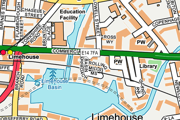 E14 7FA map - OS OpenMap – Local (Ordnance Survey)