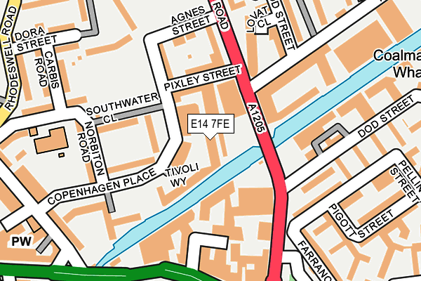 E14 7FE map - OS OpenMap – Local (Ordnance Survey)