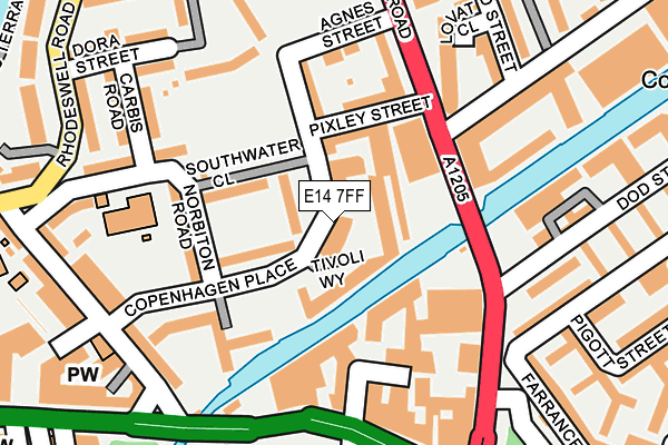 E14 7FF map - OS OpenMap – Local (Ordnance Survey)