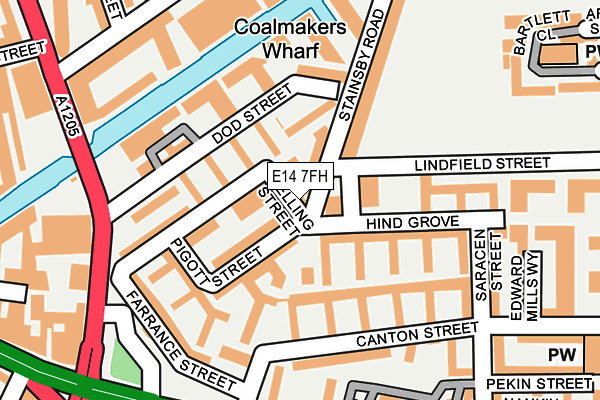 E14 7FH map - OS OpenMap – Local (Ordnance Survey)