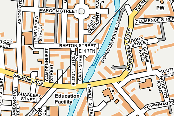 E14 7FN map - OS OpenMap – Local (Ordnance Survey)