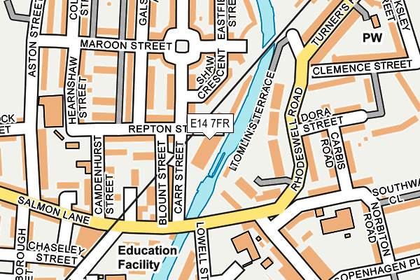 E14 7FR map - OS OpenMap – Local (Ordnance Survey)