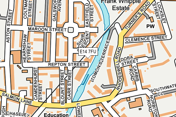 E14 7FU map - OS OpenMap – Local (Ordnance Survey)