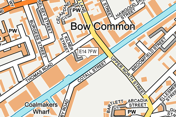 E14 7FW map - OS OpenMap – Local (Ordnance Survey)