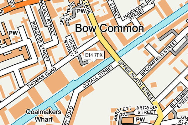 E14 7FX map - OS OpenMap – Local (Ordnance Survey)