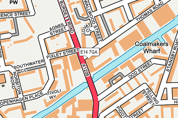 E14 7GA map - OS OpenMap – Local (Ordnance Survey)