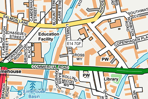 E14 7GF map - OS OpenMap – Local (Ordnance Survey)