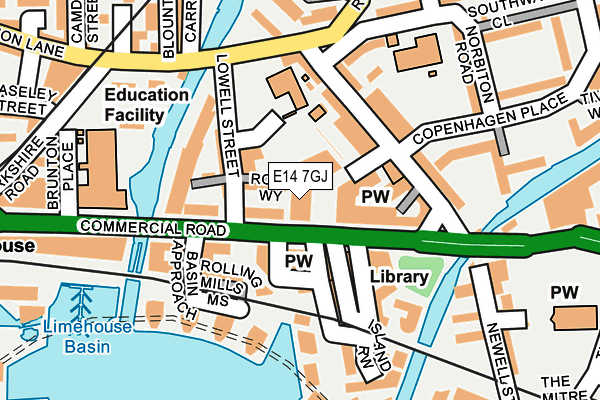 E14 7GJ map - OS OpenMap – Local (Ordnance Survey)