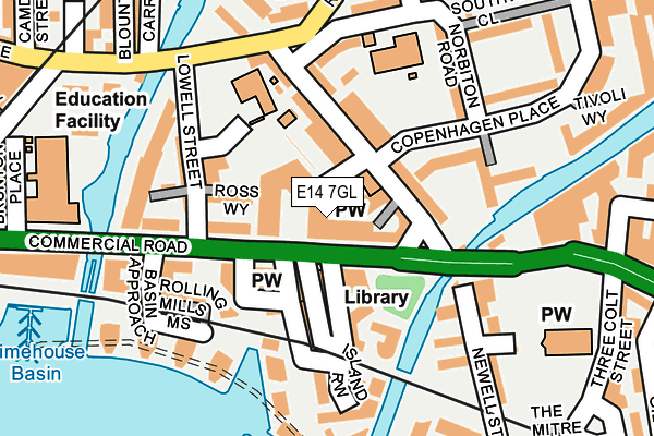 E14 7GL map - OS OpenMap – Local (Ordnance Survey)