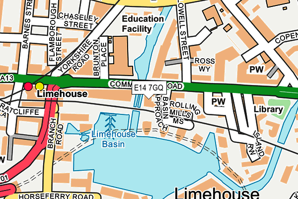 E14 7GQ map - OS OpenMap – Local (Ordnance Survey)