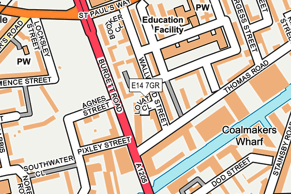 E14 7GR map - OS OpenMap – Local (Ordnance Survey)