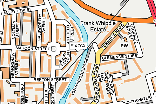 E14 7GX map - OS OpenMap – Local (Ordnance Survey)