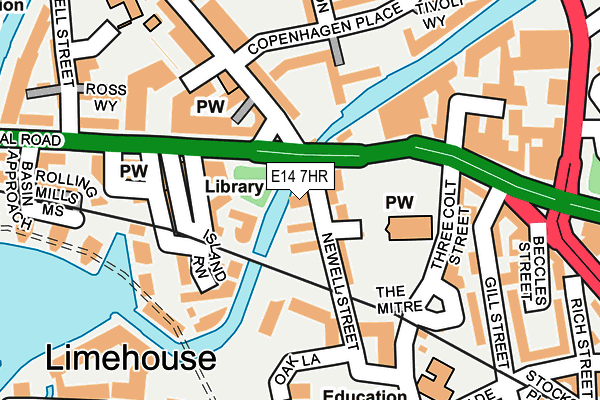 E14 7HR map - OS OpenMap – Local (Ordnance Survey)