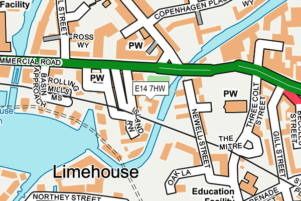 E14 7HW map - OS OpenMap – Local (Ordnance Survey)