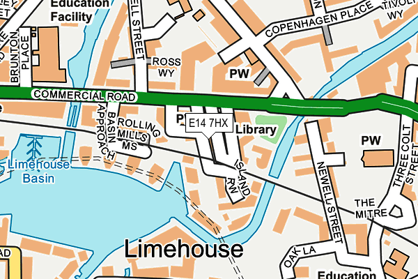 E14 7HX map - OS OpenMap – Local (Ordnance Survey)