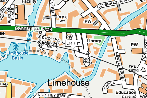 E14 7HY map - OS OpenMap – Local (Ordnance Survey)