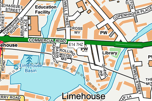 E14 7HZ map - OS OpenMap – Local (Ordnance Survey)